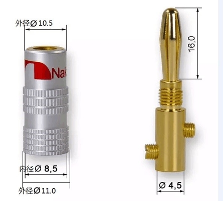 24K Gold Plated Nakamichi Speaker Connectors , Practical Nakamichi BFA Banana Plugs