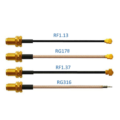 Hexie RG178 RG316 Radio Frequency Antennas Assembly Female SMA Right Angle