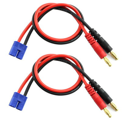 14awg 30cm RC Charger Leads 4mm Banana Male Plugs To EC3 Male Connector Adapter